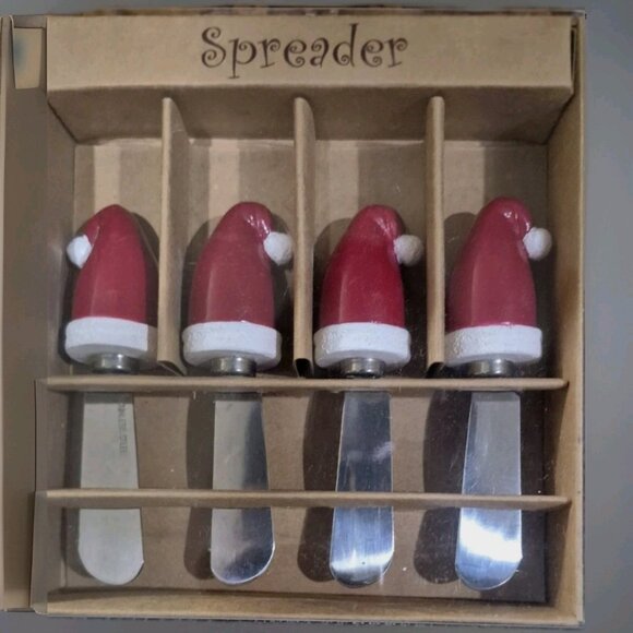NIB Set of 4 Christmas Holiday Red Santa Hat Spreaders, Party, Hostess Gift! - Picture 2 of 3